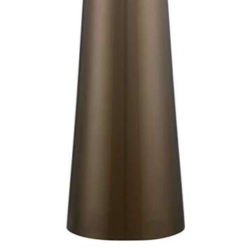 Possini Euro Design Karen Modern Table Lamp 36" Tall with Dimmer Dark Gold Glass Column Off White Fabric Drum Shade for Bedroom Living Room House Bedside Nightstand Home Office Entryway Family