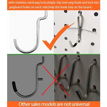 Thinksea Pegboard Hook Assortment 146 PCS Peg Board Accessories Peg Board Wall Hooks. Pegboard Hooks Assortment for Organizing Various Tools (Silver-146pcs)