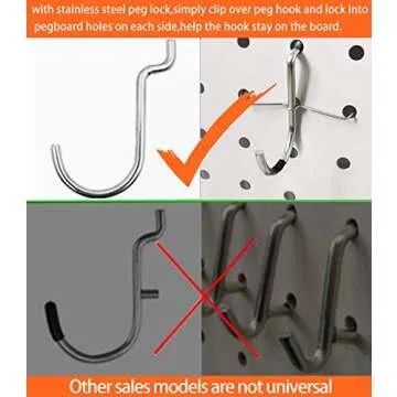 Thinksea Pegboard Hook Assortment 146 PCS Peg Board Accessories Peg Board Wall Hooks. Pegboard Hooks Assortment for Organizing Various Tools (Silver-146pcs)