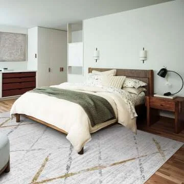 Lukinbox Area Rug 8x10 Washable Rug for Living Room, Large Moroccan Accent Rugs with Non-Slip Backing, Modern Geometric Abstract Low Pile Carpet for Bedroom Dinning Room Nursery Office (Khaki Grey)