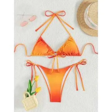 MakeMeChic Ombre Halter Bikini Set for Women
