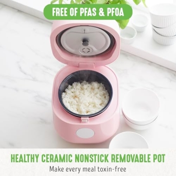 GreenLife 4-Cup Digital Rice Cooker with Healthy Ceramic Pot