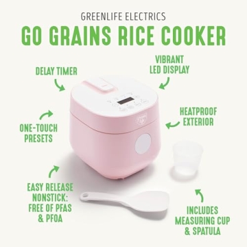 GreenLife 4-Cup Digital Rice Cooker with Healthy Ceramic Pot
