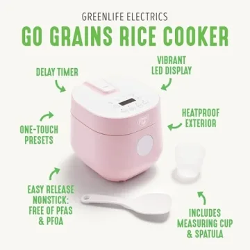 GreenLife 4-Cup Digital Rice Cooker with Healthy Ceramic Pot