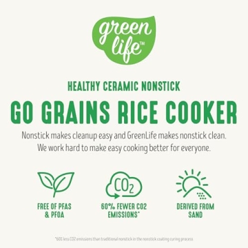 GreenLife 4-Cup Digital Rice Cooker with Healthy Ceramic Pot