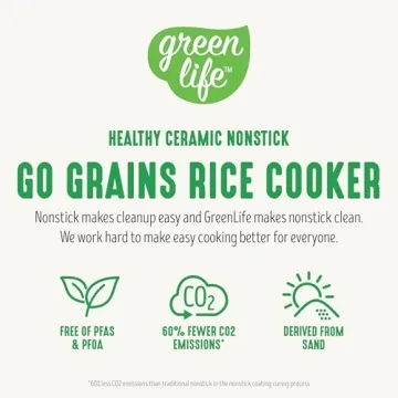 GreenLife 4-Cup Digital Rice Cooker with Healthy Ceramic Pot