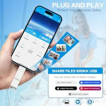 iDiskk 256GB MFi Certified iPhone Flash Drive for Photos Stick iPhone (14/13/12/12 pro/12 pro max/11/11 Pro/XR/X) Flashdrive for iPhone iPad MacBook/Laptops/PC Thumb Drive for Photos Videos Storage