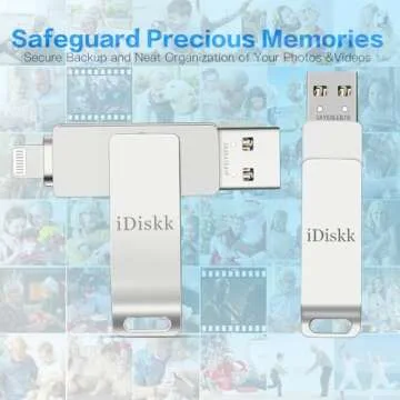 iDiskk 256GB MFi Certified iPhone Flash Drive for Photos Stick iPhone (14/13/12/12 pro/12 pro max/11/11 Pro/XR/X) Flashdrive for iPhone iPad MacBook/Laptops/PC Thumb Drive for Photos Videos Storage