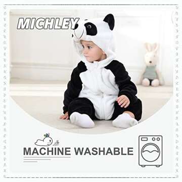 MICHLEY Baby Flannel Panda Romper - Cozy Winter Wear