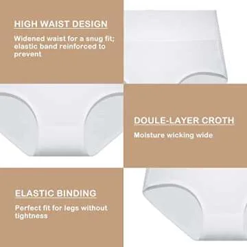 SERISIMPLE Viscose Bamboo Women Luxury Underwear Silky Comfy Ultra Soft Briefs Breathable Stretch High&Mid Waist Panties 4 pack (XXXL, High-White)