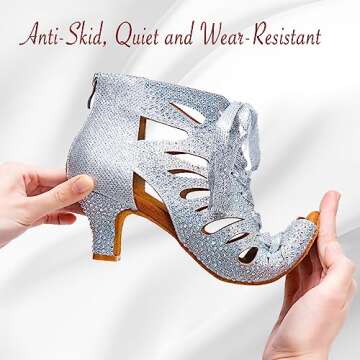 LuiXiu Ballroom Dance Shoes for Social Dancer Beginner 2.5 Inches Lace-Up Latin Swing Practice Danci...