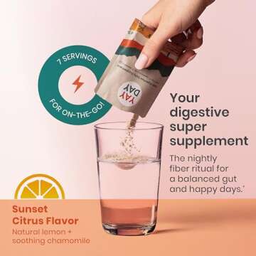 YayDay Digestive Enzymes Prebiotic Fiber Supplement Powder for Women & Men - Daily Gut Health + Magn...