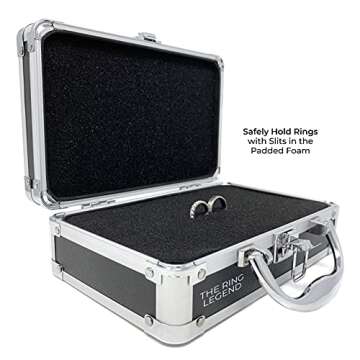 THE RING LEGEND Ring Security Ring Bearer Briefcase with Padded Slits to Hold Rings - Ring Bearer Gi...