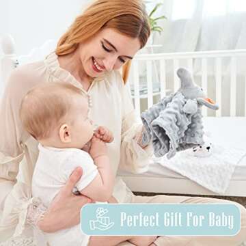 Cute Castle Security Blanket for Babies Gifts - Soft Unisex Newborn Essentials for Boys and Girls - Neutral Baby Stuff Snuggle Toy - Baby Registry Search Shower (Tiger & Grey Elephant)