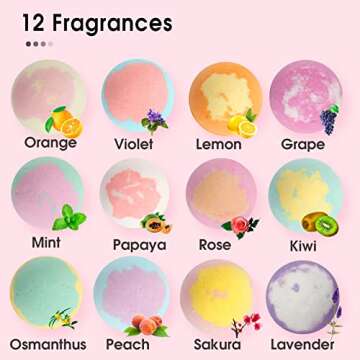 iHave Bath Bombs for Kids and Women, 12 Natural Handmade Bath Bomb Gift Set, Fun Bubble Bath Perfect Kids Christmas Gifts