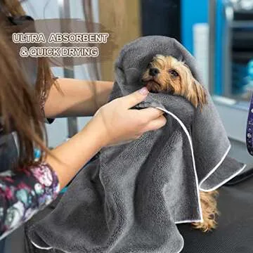 Chumia 4 Pcs Dog Towels for Drying Pet Bath Microfiber Absorbent Large Grooming Towel for Dogs Cats ...