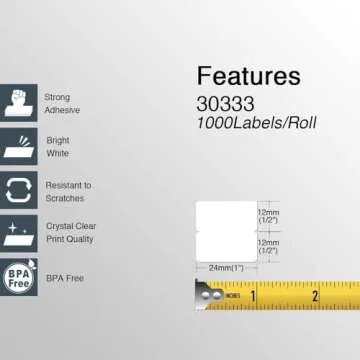 BETCKEY - Compatible DYMO 30333 (1/2" x 1") Extra Small 2-Up Labels - Compatible with DYMO Labelwriter 450, 4XL, NOT FIT 550 & 5XL [16 Rolls/16000 Labels]