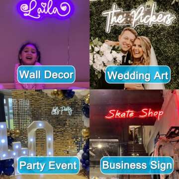Custom Neon Signs, Binager Professional Personalized Handmade LED Letters Name Sign, Large Dimmable Customizable Acrylic Light Sign for Bedroom Wedding Birthday Party Event Business Wall Decor, Gift(16-60“)