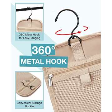 BAGSMART Travel Toiletry Bag for Women, Hanging Toiletry Bag with Hook, Travel Cosmetic Makeup Bag T...