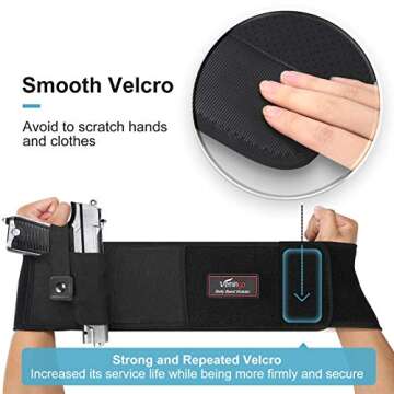 Vemingo Upgraded Conceal Carry Holster Breathable Neoprene Belly Band Holster for Concealed Carry, Glock 19, 17, 42, 43, P238, Ruger LCP, Pistols Waistband Holster for Women and Men