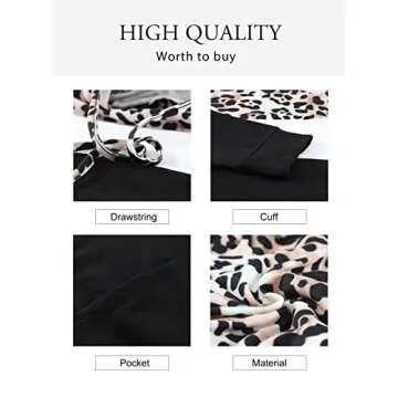 Stylish Sidefeel Leopard Print Drawstring Hoodie for Women