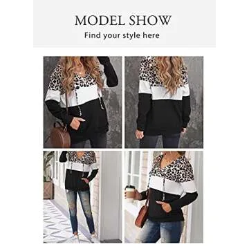 Stylish Sidefeel Leopard Print Drawstring Hoodie for Women