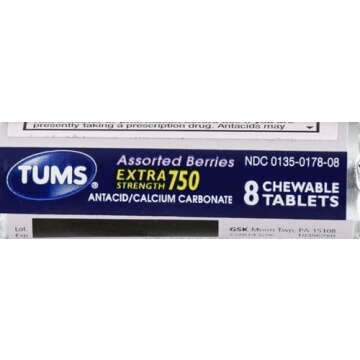 TUMS EX Assorted Berries, 8 Count (Pack of 12)