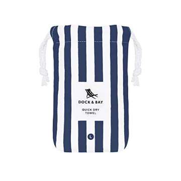 Dock & Bay Beach Towel - Quick Dry, Sand Free - Compact, Lightweight - 100% Recycled - Includes Bag - Cabana - Whitsunday Blue - Extra Large (200x90cm, 78x35)