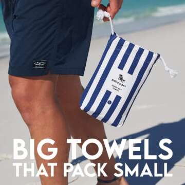 Dock & Bay Beach Towel - Quick Dry, Sand Free - Compact, Lightweight - 100% Recycled - Includes Bag - Cabana - Whitsunday Blue - Extra Large (200x90cm, 78x35)