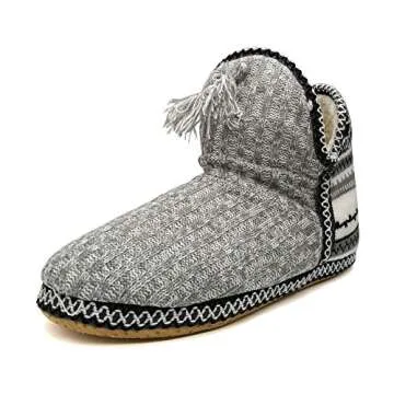 GPOS Women's Cashmere Knit House Booties for Comfort