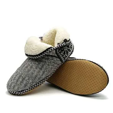 GPOS Women's Cashmere Knit House Booties for Comfort
