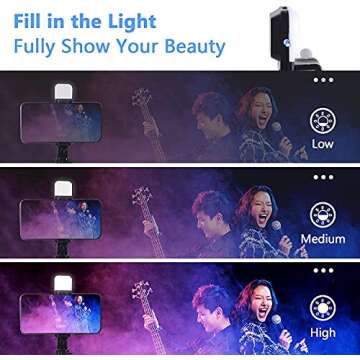MQOUNY Selfie Stick & Phone Tripod with Fill Light