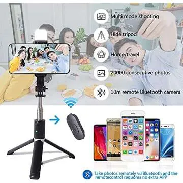 MQOUNY Selfie Stick & Phone Tripod with Fill Light