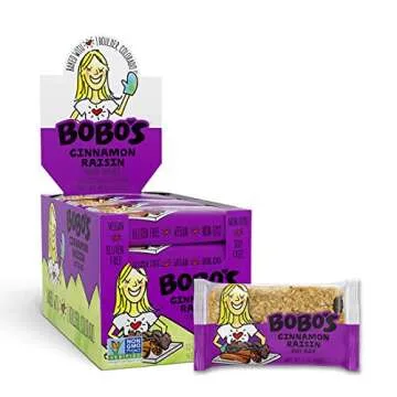 Bobo's Oat Bars, Cinnamon Raisin, 3 oz Bar (12 Pack), Gluten Free Whole Grain Snack and Breakfast Bar