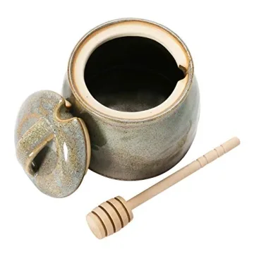 Creative Co-Op Stoneware Honey Jar with Dipper