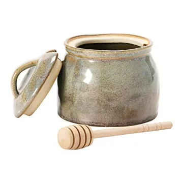 Creative Co-Op Stoneware Honey Jar with Dipper