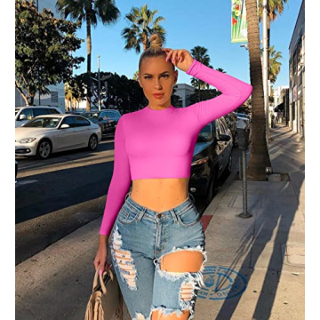 OQQ Women's 2 Piece Seamless Long Sleeve Crop Top