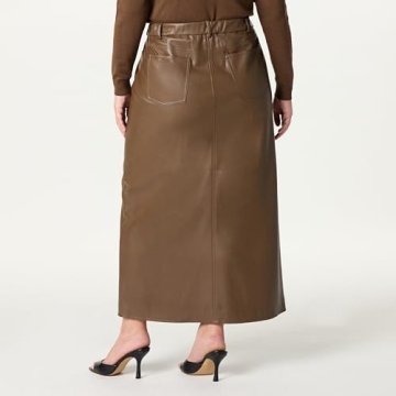 The Drop Women’s Larissa Vegan Leather Maxi Skirt - Coffee Bean