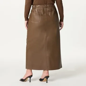 The Drop Women’s Larissa Vegan Leather Maxi Skirt - Coffee Bean