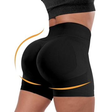 CHRLEISURE Women's 4 Packs Workout Gym Shorts, High Waisted Butt Lifting Scrunch Butt Seamless Booty...