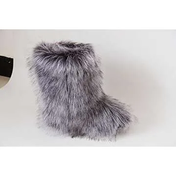 Gegefur Women's Faux fur Boot Furry Fluffy Short Snow Boot Mid-Calf Boots Warm Comfortable Outdoor F...
