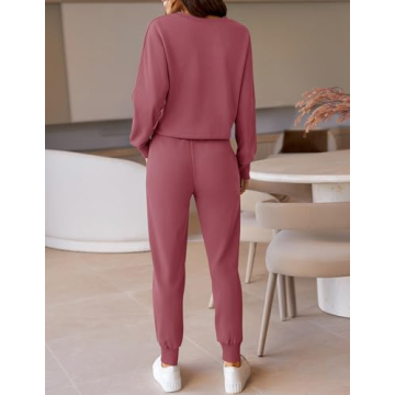 ZESICA Women's Long Sleeve Crop Top & Pants Pajama Set