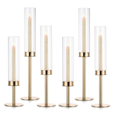 Candeldo Gold Hurricane Candle Holders for Weddings and Dining Tables
