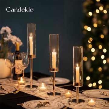 Gold Hurricane Candle Holders for Elegant Table Centerpiece