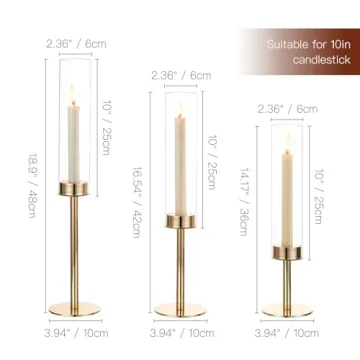 Gold Hurricane Candle Holders for Elegant Table Centerpiece