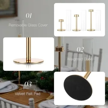 Gold Hurricane Candle Holders for Elegant Table Centerpiece