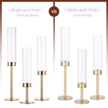 Gold Hurricane Candle Holders for Elegant Table Centerpiece