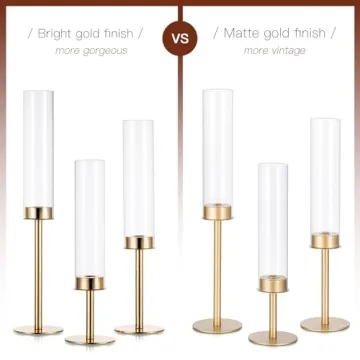 Gold Hurricane Candle Holders for Elegant Table Centerpiece