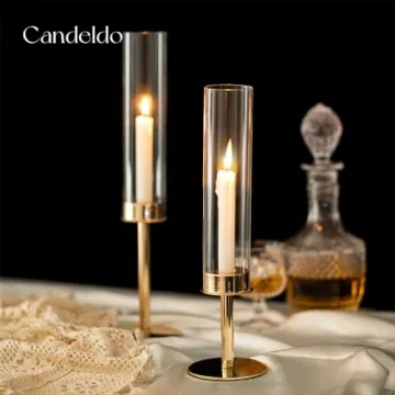 Gold Hurricane Candle Holders for Elegant Table Centerpiece