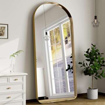 Extra Large 71"x30" Arched Full-Length Mirror - Wall-Mounted or Leaning Mirror with Aluminum Alloy F...
